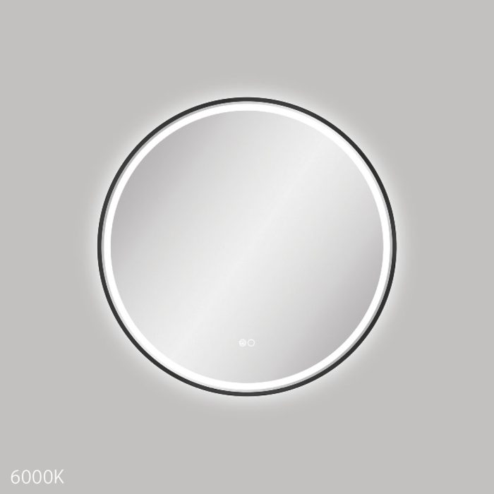 fienza Reba LED Matte Black Framed Mirror 700mm