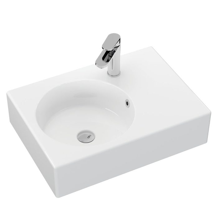 fienza Reba Left Bowl Wall Basin 1 Tap Hole