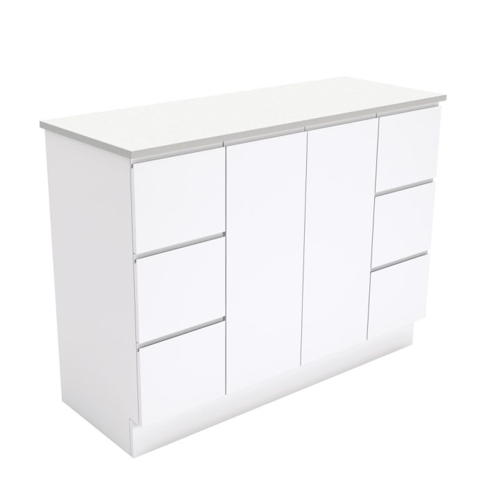 Fienza Fingerpull Gloss White 1200 Cabinet On Kickboard