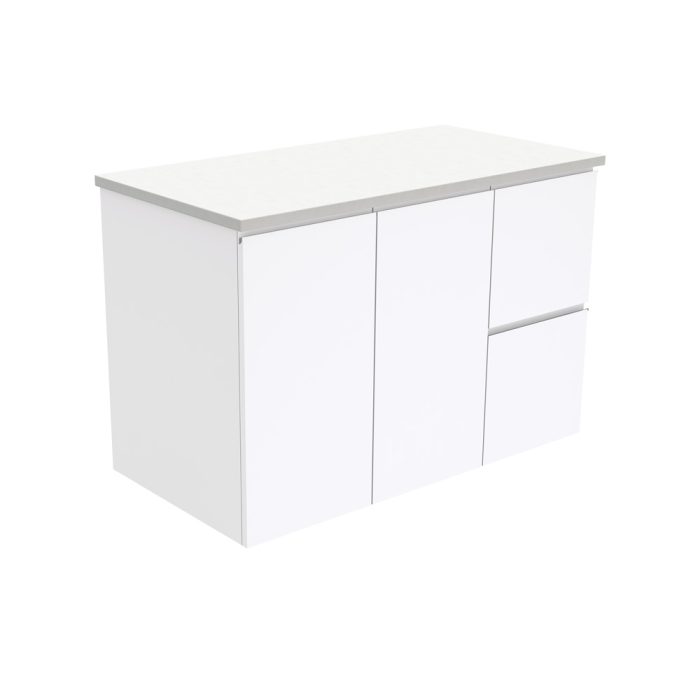 fienza Fingerpull Gloss White 900 Wall-Hung Cabinet Right Hand Drawers