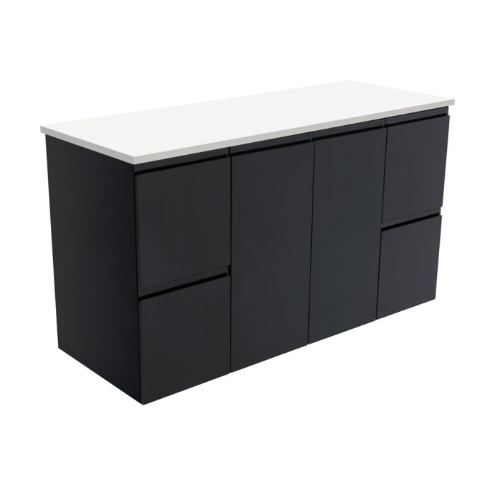 Fienza Fingerpull Satin Black 1200 Wall-Hung Cabinet