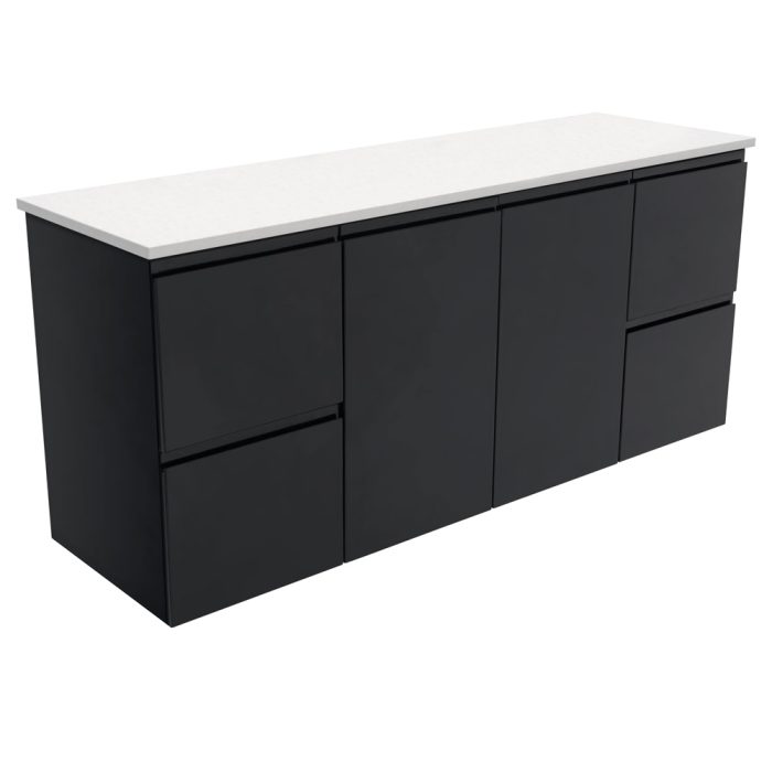 fienza Fingerpull Satin Black 1500 Wall-Hung Cabinet