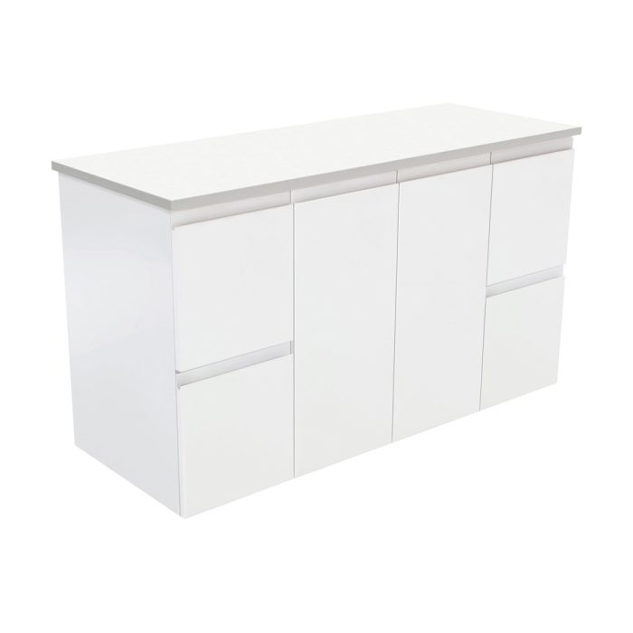 fienza Fingerpull Satin White 1200 Wall-Hung Cabinet