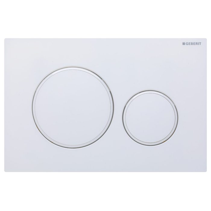 fienza Geberit Sigma 20 Round Button Flush Plate Matte White with White Trim