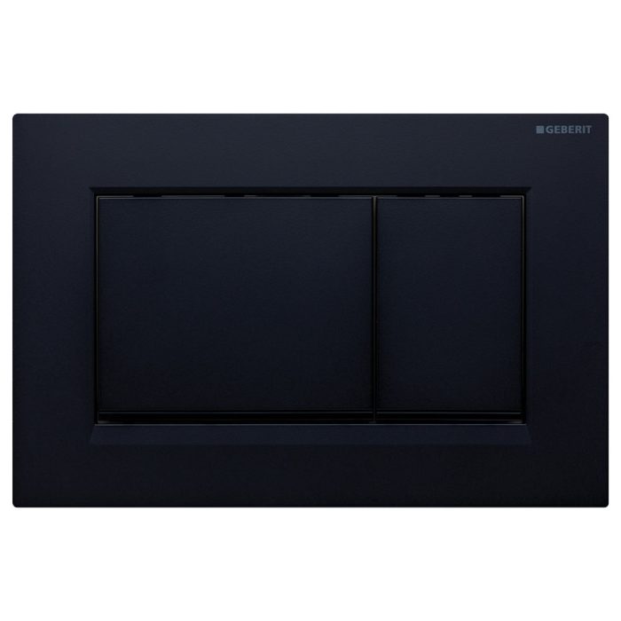 fienza Geberit Sigma 30 Rectangular Button Flush Plate Matte Black with Black Trim