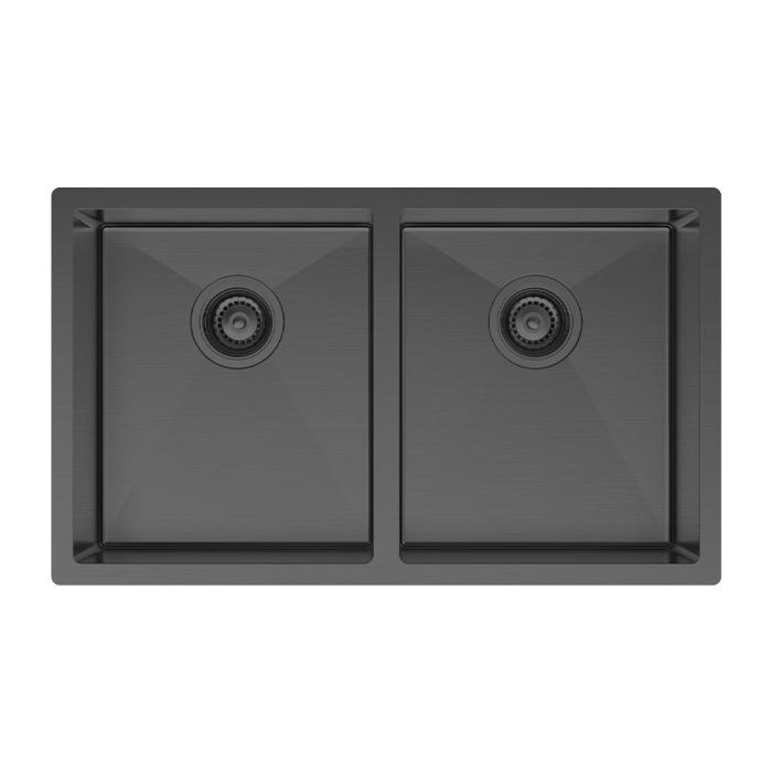 fienza Hana 27L/27L Double Kitchen Sink PVD Carbon Metal