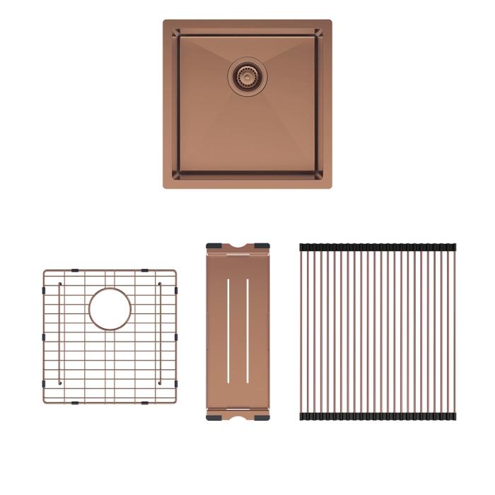 fienza Hana 32L Single Kitchen Sink Kit Brushed Copper