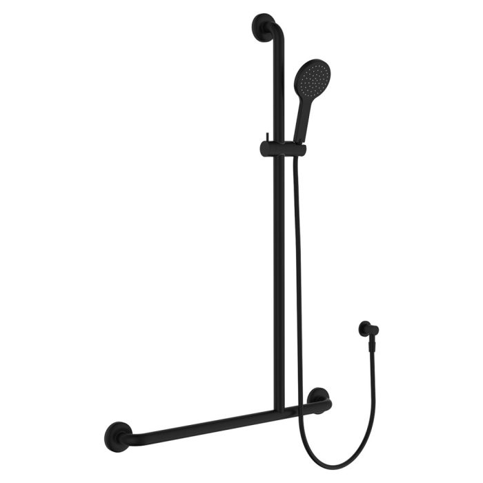 fienza Hustle Care Matte Black Inverted T Rail Shower Right-Hand
