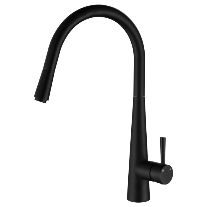 fienza Hustle Deluxe Gooseneck Pull-Out Kitchen Mixer Matte Black