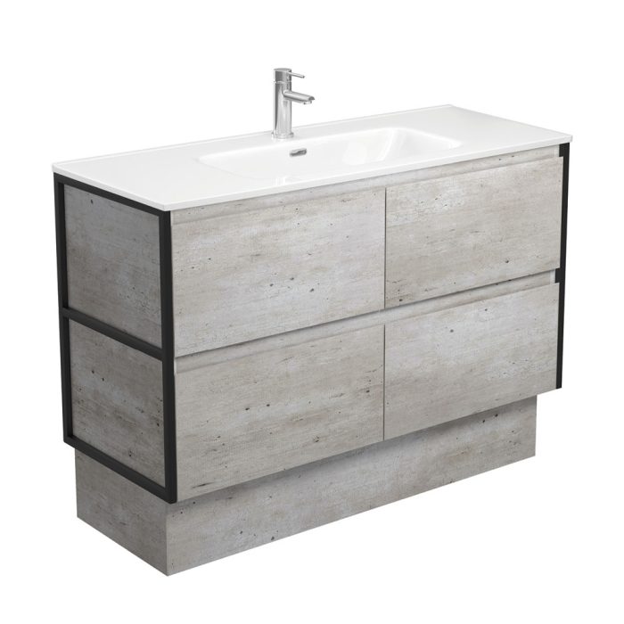 fienza Joli Amato 1200 Industrial Vanity On Kick Matte Black Frames