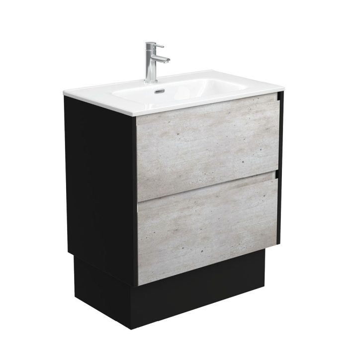 fienza Joli Amato 750 Industrial Vanity On Kick Satin Black Panels