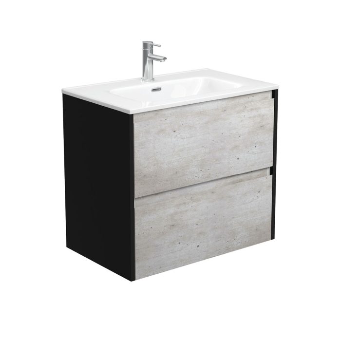 fienza Joli Amato 750 Industrial Wall-Hung Vanity Satin Black Panels