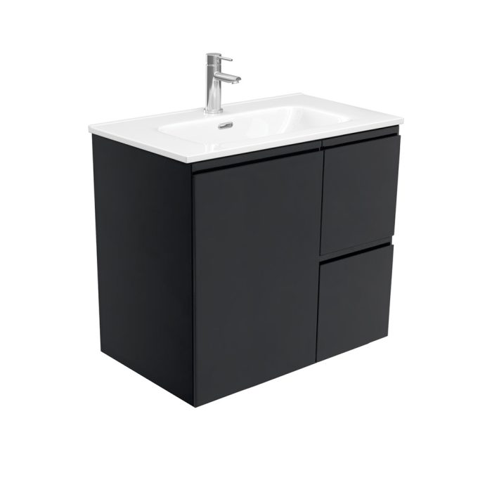 Fienza Joli Fingerpull Satin Black 750 Wall-Hung Vanity
