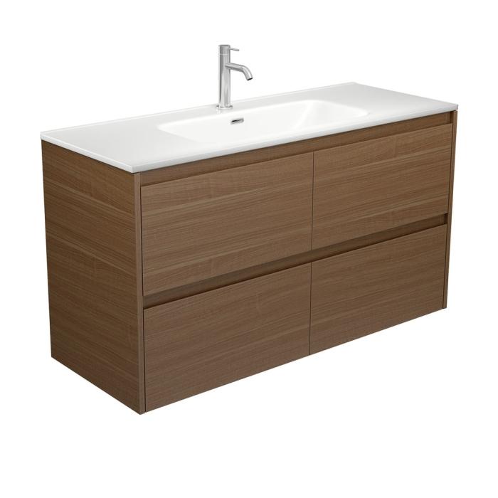 fienza Joli Matte Amato Walnut 1200 Wall Hung Vanity with Walnut Panels