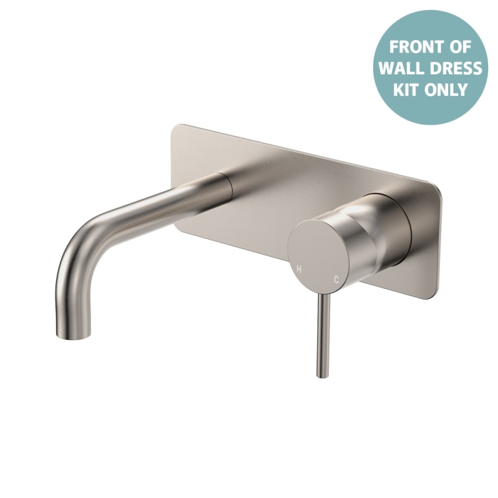 fienza Kaya Basin/Bath Wall Mixer Dress Kit Rectangular Plate 130mm Outlet Brushed Nickel