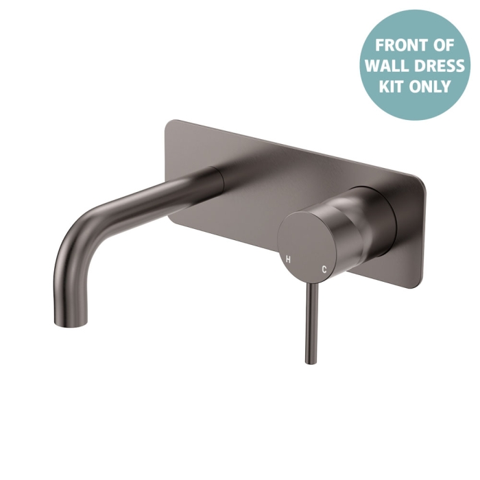 fienza Kaya Basin/Bath Wall Mixer Dress Kit Rectangular Plate 130mm Outlet Gun Metal