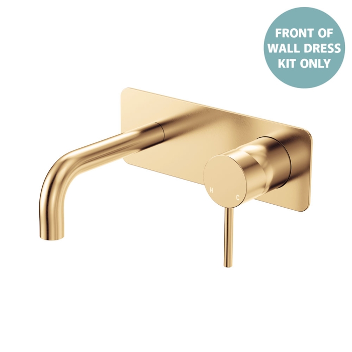 fienza Kaya Basin/Bath Wall Mixer Dress Kit Rectangular Plate 130mm Outlet Urban Brass