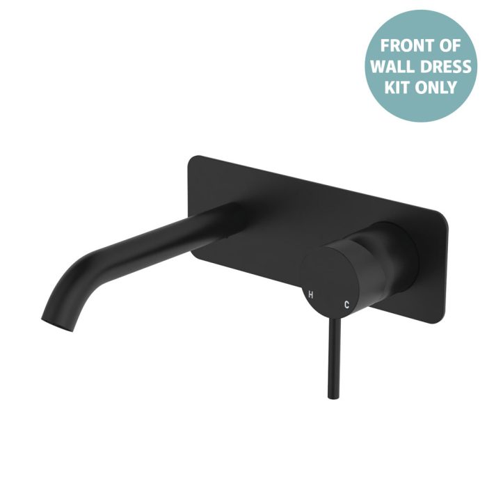 fienza Kaya Basin/Bath Wall Mixer Dress Kit Rectangular Plate 160mm Outlet Matte Black