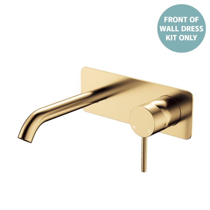 fienza Kaya Basin/Bath Wall Mixer Dress Kit Rectangular Plate 160mm Outlet Urban Brass
