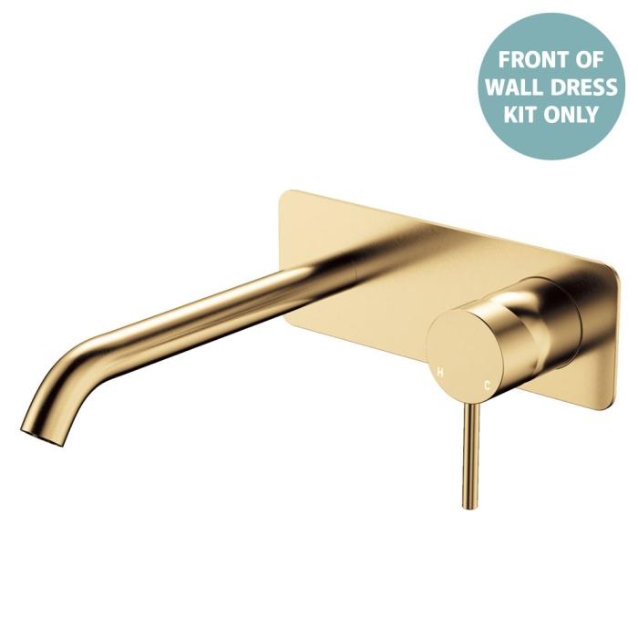fienza Kaya Basin/Bath Wall Mixer Dress Kit Rectangular Plate 200mm Outlet Urban Brass