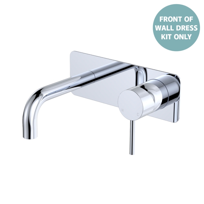 fienza Kaya Basin/Bath Wall Mixer Dress Kit Rectangular Plate 130mm Outlet Chrome