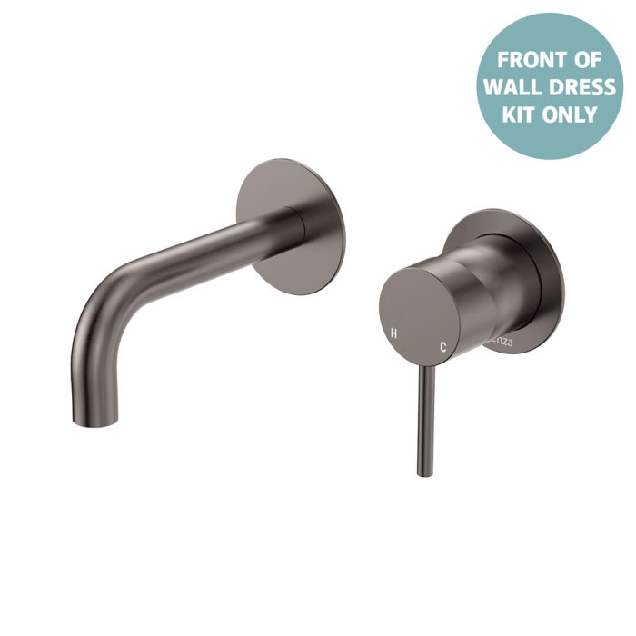 fienza Kaya Basin/Bath Wall Mixer Dress Kit Round Plates 130mm Outlet Gun Metal