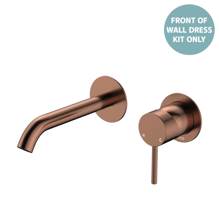 fienza Kaya Basin/Bath Wall Mixer Dress Kit Round Plates 160mm Outlet Brushed Copper