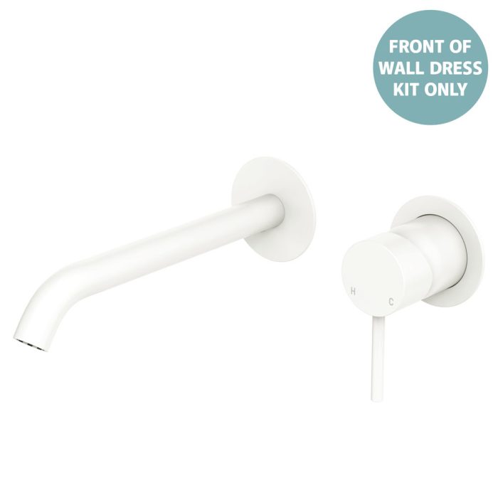 fienza Kaya Basin/Bath Wall Mixer Dress Kit Round Plates 200mm Outlet Matte White