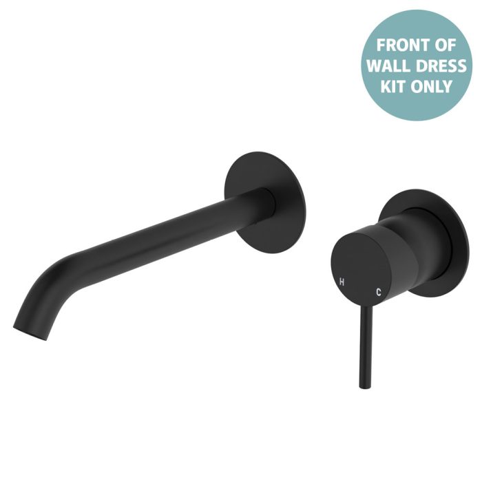 fienza Kaya Basin/Bath Wall Mixer Dress Kit Round Plates 200mm Outlet Matte Black