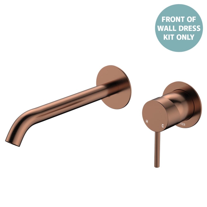 fienza Kaya Basin/Bath Wall Mixer Dress Kit Round Plates 200mm Outlet Brushed Copper