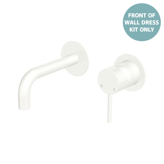 fienza Kaya Basin/Bath Wall Mixer Dress Kit Round Plates 130mm Outlet Matte White