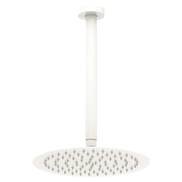 fienza Kaya Ceiling Shower 250mm Head 350mm Drop Matte White
