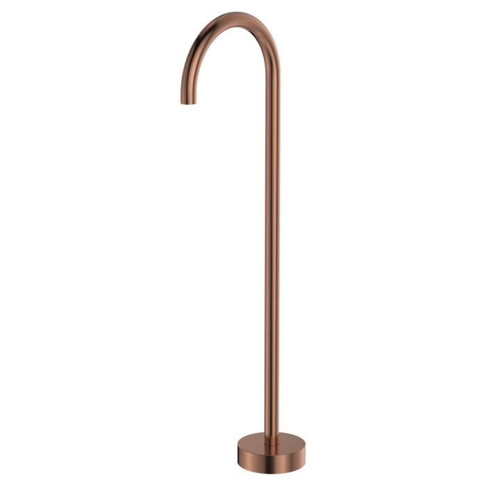 fienza Kaya Gooseneck Floor Mounted Bath Outlet Brushed Copper