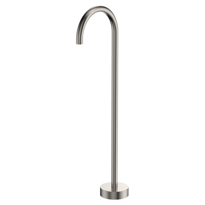 fienza Kaya Gooseneck Floor Mounted Bath Outlet Brushed Nickel