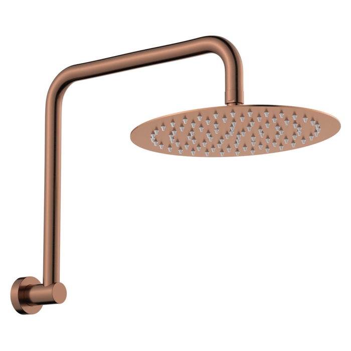 fienza Kaya Gooseneck Shower Arm Set Brushed Copper