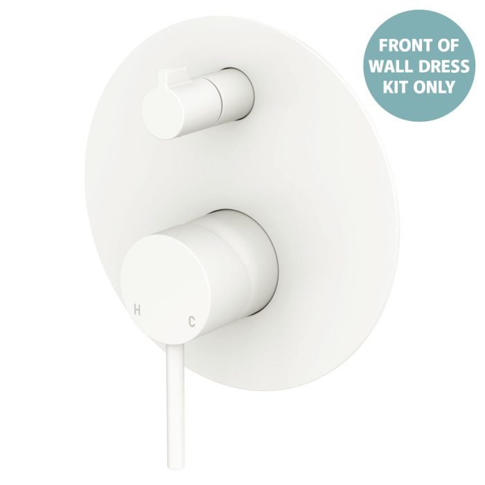 fienza Kaya Wall Diverter Mixer Dress Kit Large Round Plate Matte White