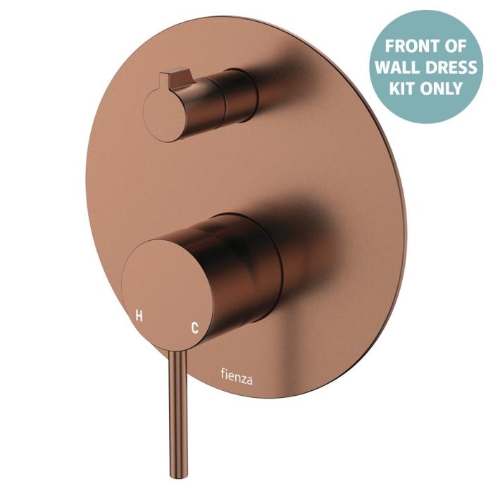 fienza Kaya Wall Diverter Mixer Dress Kit Large Round Plate Brushed Copper