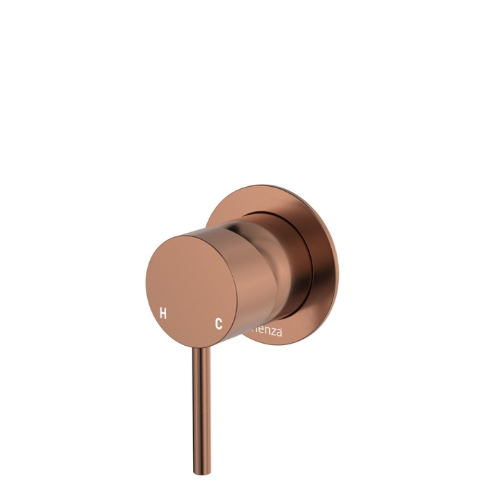 fienza Kaya Wall Mixer Small Round Plate Brushed Copper