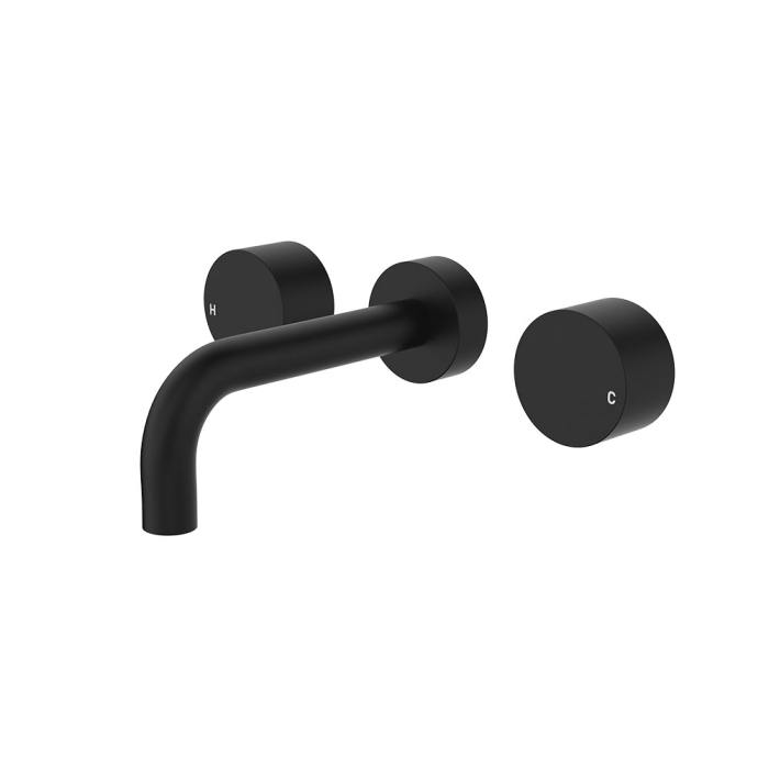 fienza Kaya Wall Set Round Taps 130mm Outlet Matte Black