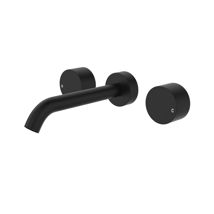 fienza Kaya Wall Set Round Taps 180mm Outlet Matte Black