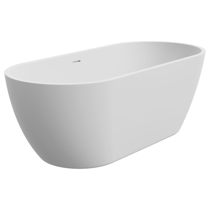 fienza Koko Freestanding Acrylic Bath 1680mm with Overflow Matte White