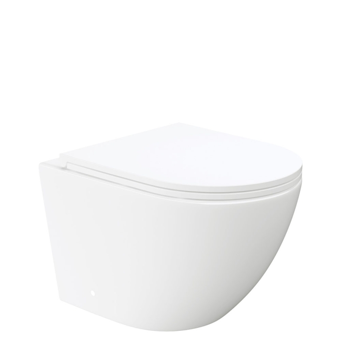 fienza Koko Tornado Flush Wall Hung Toilet Suite Gloss White with Slim Seat