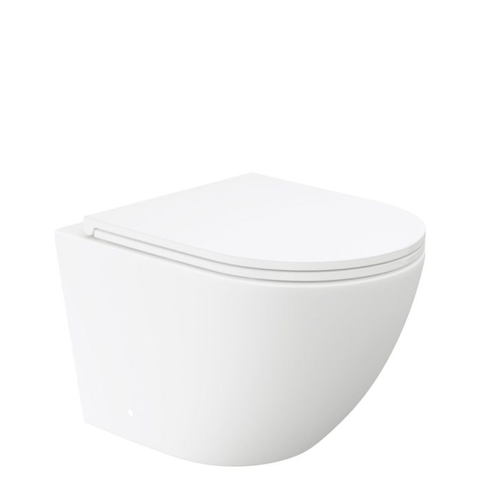fienza Koko Tornado Flush Wall Hung Toilet Suite Matte White with Slim Seat