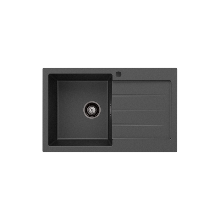 fienza Kuro Granite 32L Single Kitchen Sink with Drainer Left Bowl Matte Black