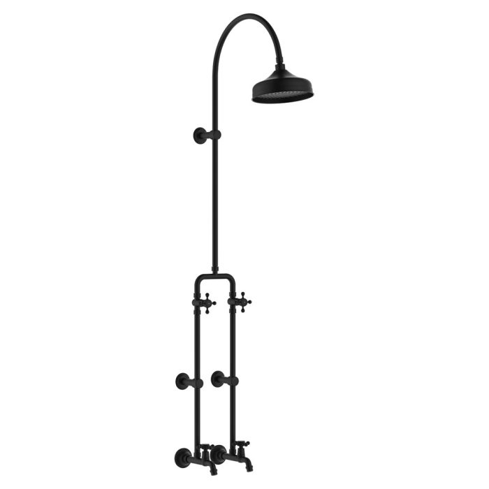 fienza Lillian Exposed Rail Shower & Bath Set Matte Black