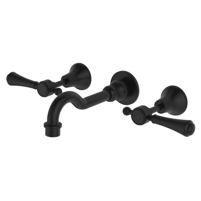 fienza Lillian Lever Basin/Bath Wall Set Matte Black
