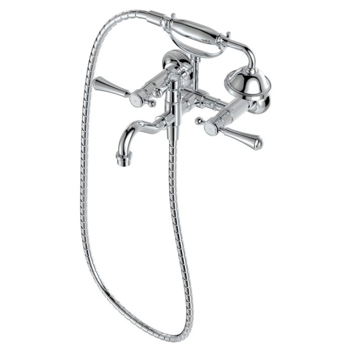 fienza Lillian Lever Exposed Bath Tap Set with Hand Shower Chrome