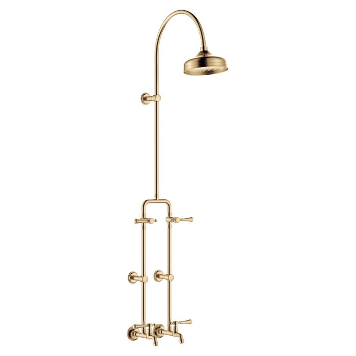 fienza Lillian Lever Exposed Rail Shower & Bath Set Urban Brass