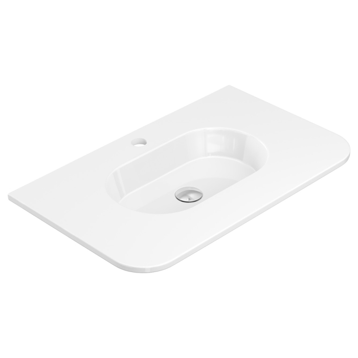 fienza Lola Gloss Full Depth Curved Ceramic Basin Top 750mm 1TH