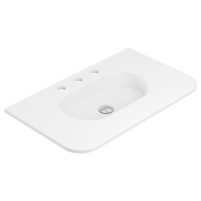 fienza Lola Matte Full Depth Curved Ceramic Basin Top 750mm 3TH